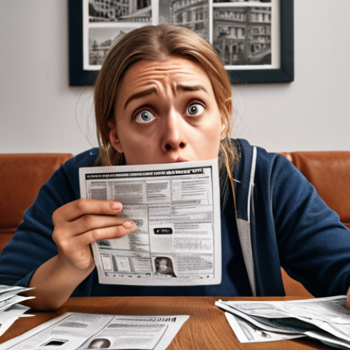 Home 18 A person looking confused and stressed while trying to pay rent in Germany without a bank account, surrounded by rejection notices.