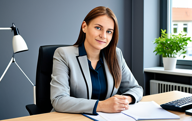 **
"A professional businesswoman in a modest business suit, sitting at a desk in a modern office in Germany, fully clothed, appropriate attire, safe for work, perfect anatomy, natural proportions, professional photography, high quality. The scene represents the formal and professional work culture in Germany."
**