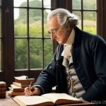 괴테 문학 작품 - **Prompt 1: Goethe's Serene Study of Wisdom**
    "A distinguished, wise-looking elderly man, remini...