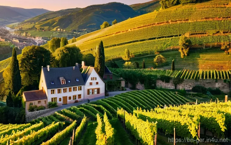 독일에서 포도주 양조장 방문하기 - **Prompt 1: Serene Moselle Valley Vineyard Panorama**
"A breathtaking panoramic view of the Mose...